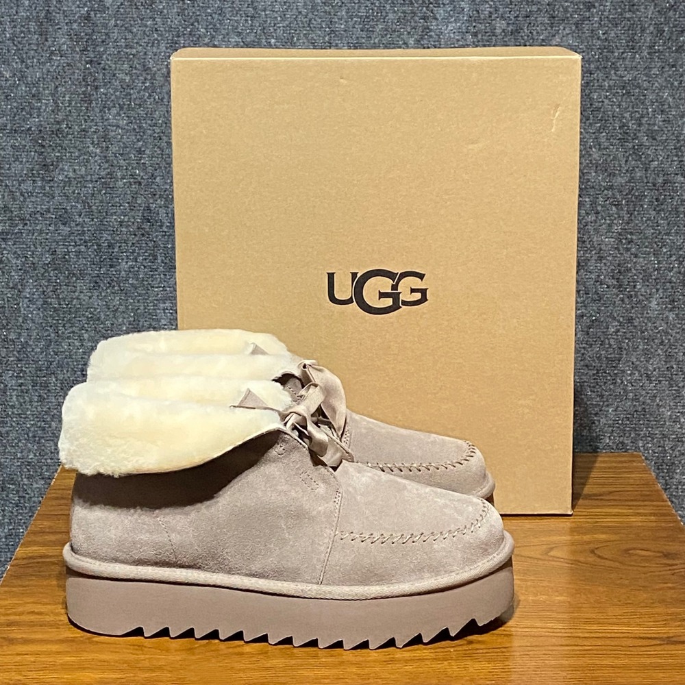 UGG Kallen Platform Caribou Suede Sheepskin Ankle Boots 1174570 Women's 11 NEW